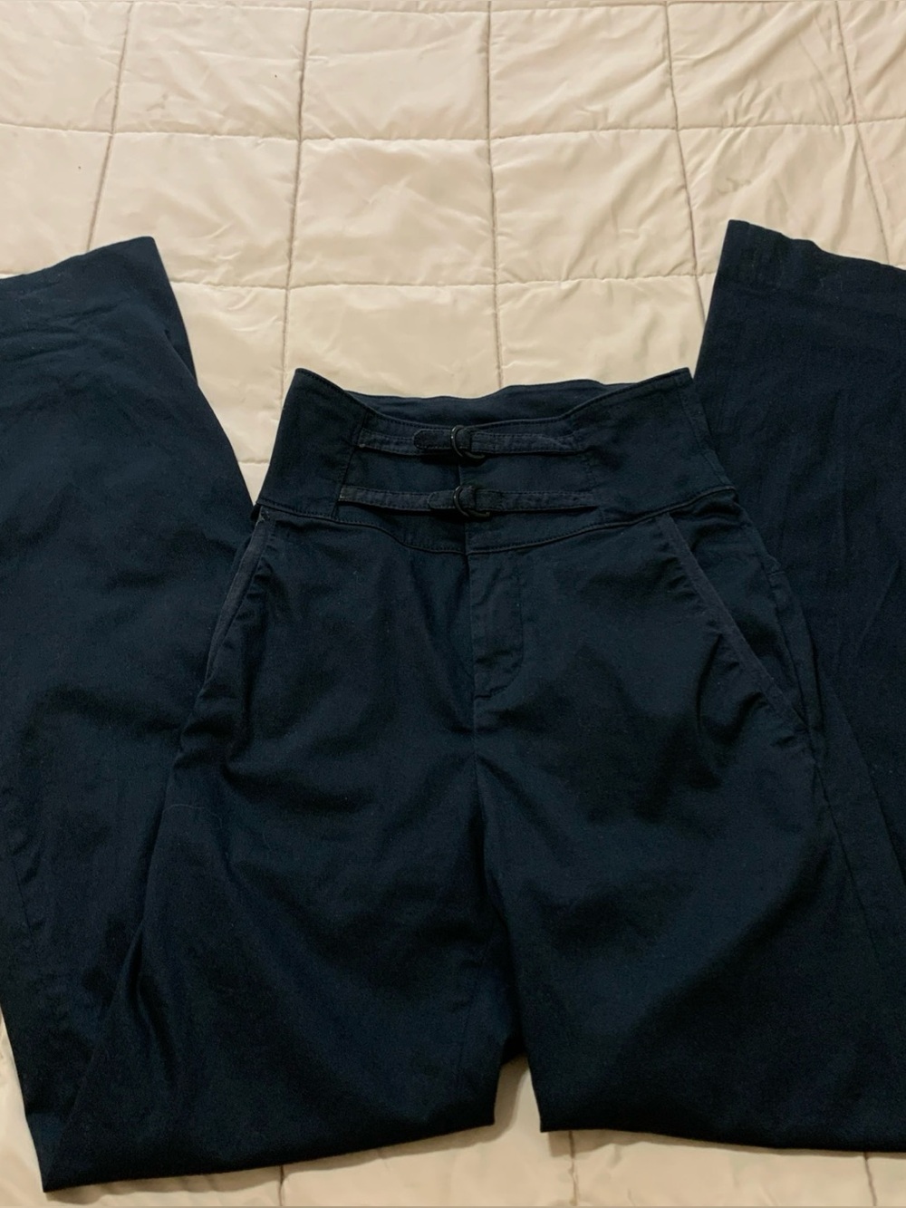 Miss Sixty Sz 26 High Waisted Y2K Buckle Straps Black Straight Pants 34” Inseam